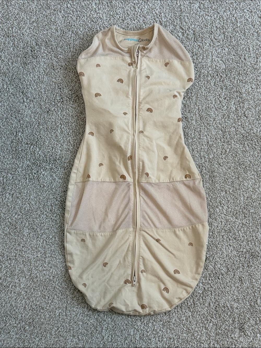 Happiest Baby Sleepea 5-Second Swaddle Organic Cotton Tan Rainbow Size L 4-6m